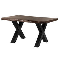 BAUMTISCH Akazie 140x90x77 braun lackiert / X-Beine anthrazit glänzend FREEFORM 5 - Braun, Holz (90/140/77cm) - Massivmoebel24