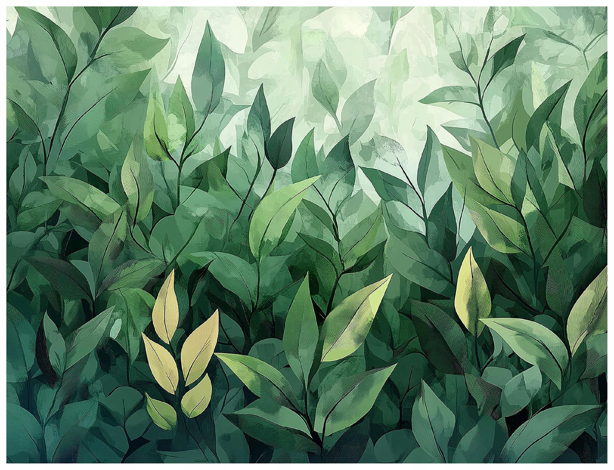 FOTOTAPETE Blätter Nature Wohnzimmer Vliestapete 200x140 - Grün, Papier (200/140cm) - Wallarena