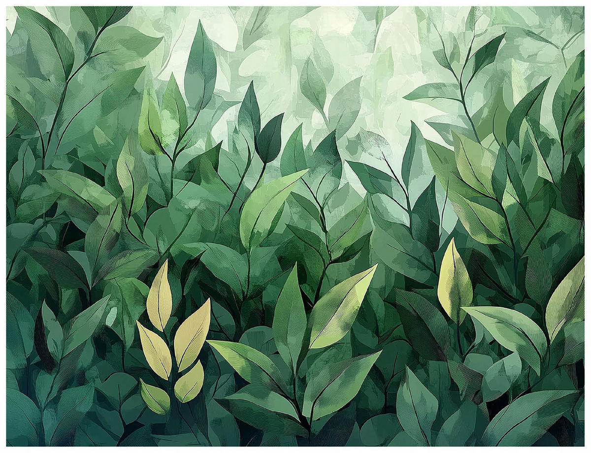 FOTOTAPETE Blätter Nature Wohnzimmer Vliestapete 400x280 - Grün, Papier (400/280cm) - Wallarena