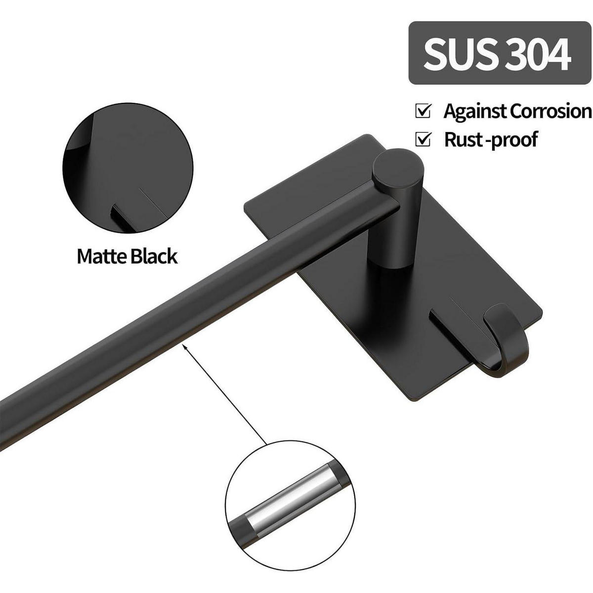 HANDTUCHHALTER Schwarz 60 cm - Schwarz, Metall (11/6/57cm)