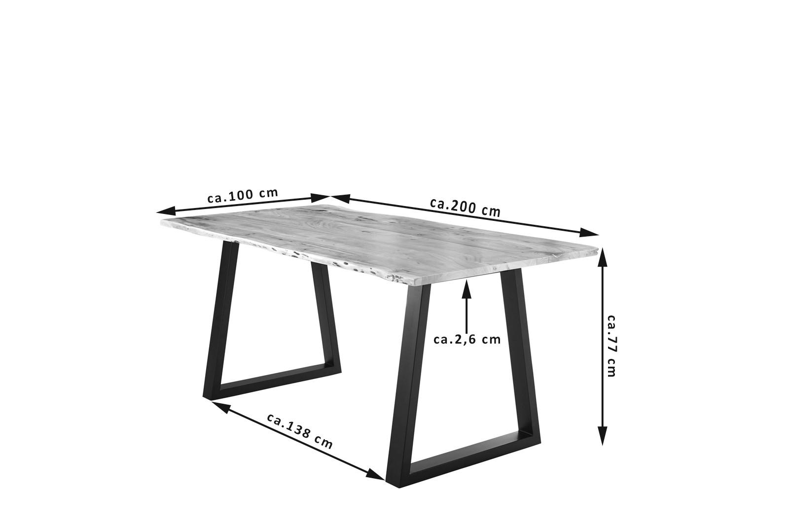 ESSTISCH LUBIN - Beige/Schwarz, Holz/Metall (100/200/77cm) - SAM