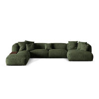 PANORAMASOFA modular links Martina aus Samt grün 5 Sitzplätze - Grün, Textil (280/75/406cm) - Micadoni