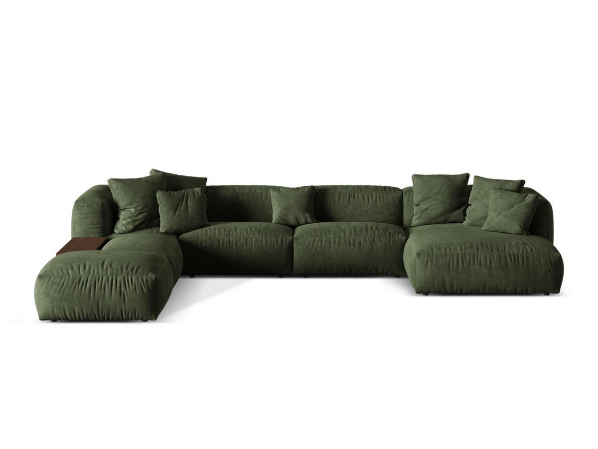 PANORAMASOFA modular links Martina aus Samt grün 5 Sitzplätze - Grün, Textil (280/75/406cm) - Micadoni