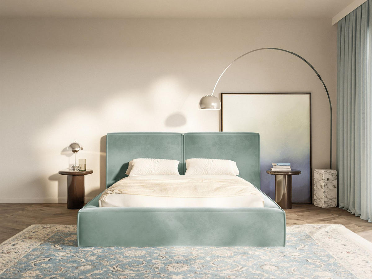 POLSTERBETT Tilves Salbeigrün 160x200 cm - Schwarz/Hellgrün, Kunststoff/Textil (160/200cm) - Selsey