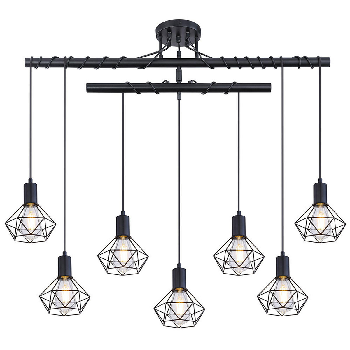 HÄNGELEUCHTE Käfig Design Schwarz matt - Schwarz, Metall (100/15/100cm)