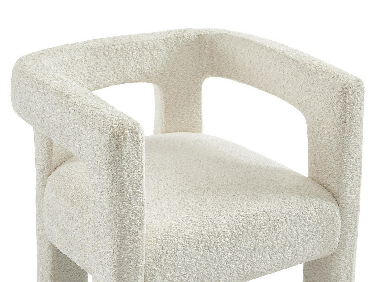 STUHL mit Armlehnen - Bouclé-Stoff & Metall - Weiß - SOFANA - Weiß, Textil (65/70/59cm) - Vente-Unique