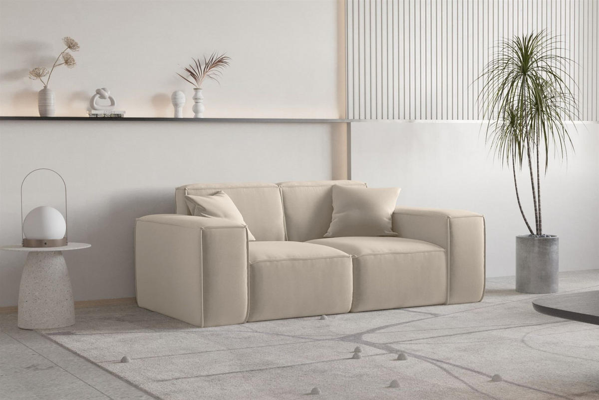 SOFA Celes Premium 2-sitzer Opera Velvet - Beige, Holzwerkstoff/Textil (186/73/88cm) - Fun Möbel
