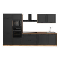 KÜCHENZEILE R-Line, Anthrazit Landhaus/Goldkraft Eiche, 340 cm Arbeitsplatte Goldkraft Eiche - Eichefarben/Anthrazit, Holzwerkstoff (340/206.8/60cm) - Vicco