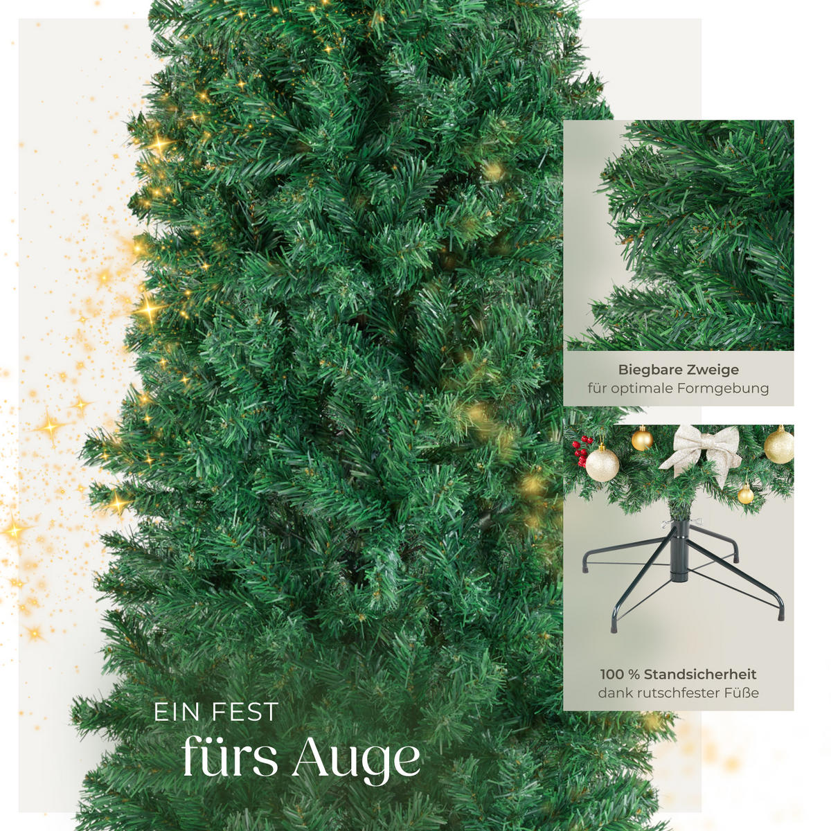WEIHNACHTSBAUM Comet,pulverbeschichteter Metallständer mit Kunststoffkappen,grün - Grün, Kunststoff (200cm) - tectake