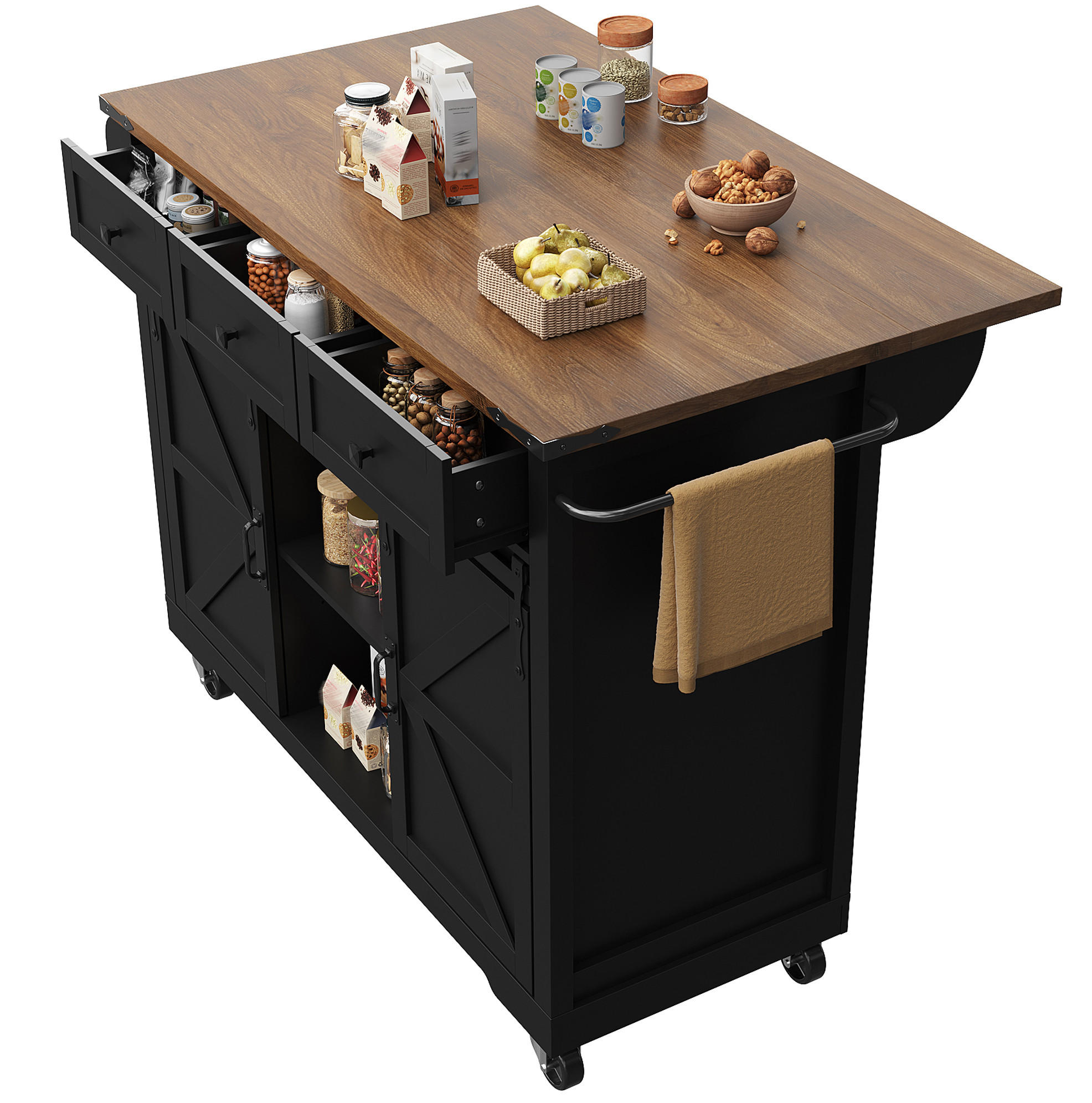 KÜCHENINSEL mit Arbeitsplatte 140 cm Schwarz MDF - Schwarz, Holz (45/94/140cm) - Beauniv