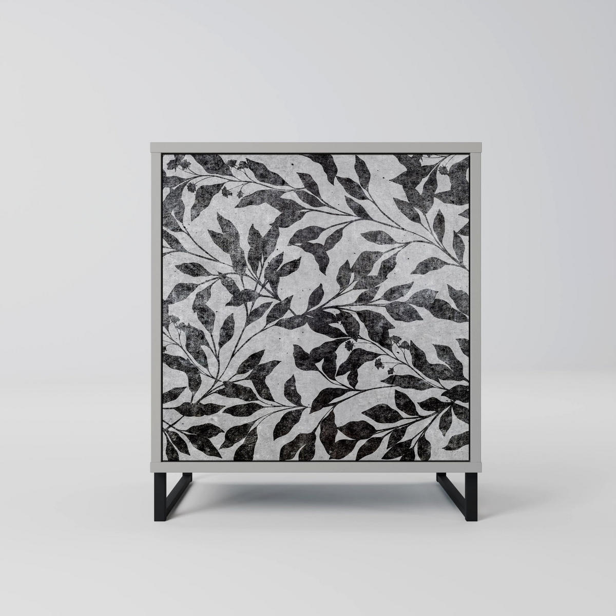 SIDEBOARD CHARCOAL SPROUT, Grau, 57,5x42x67,5 cm, Schwarze Metall-Rahmenfüße - Multicolor/Schwarz, Holzwerkstoff/Metall (57.5/67.5/42cm) - SpaceRebels