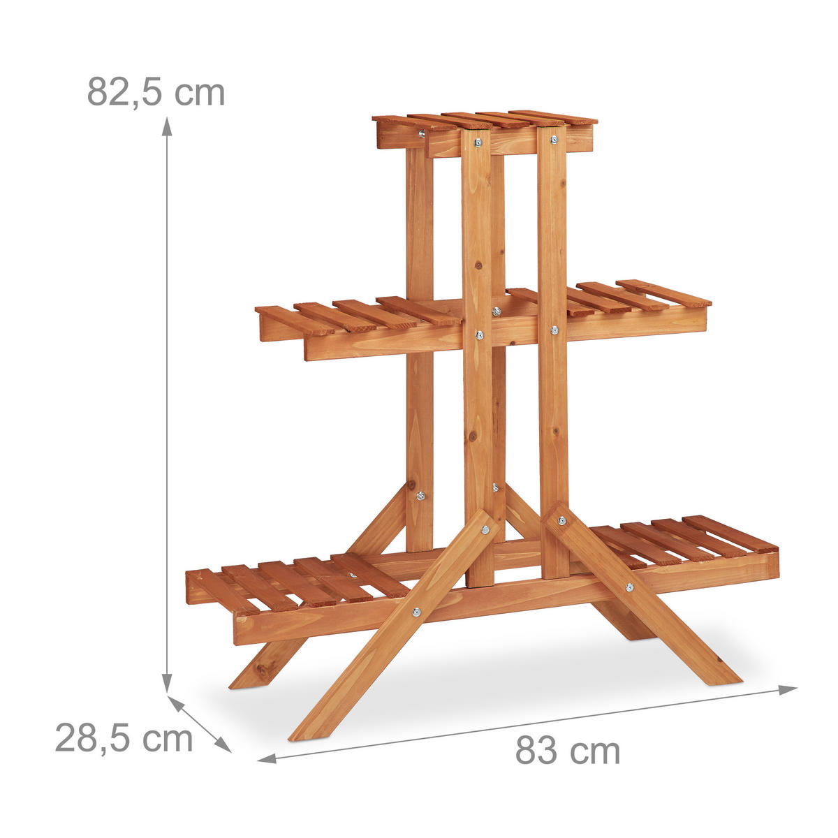BLUMENTREPPE - Hellbraun, Holz (83/82.5/28.5cm) - Relaxdays