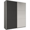 SCHWEBETÜRENSCHRANK Rossa mit 2 Türen und Spiegel, 200 cm, Graphit - Graphitfarben, Holzwerkstoff (200/244/65cm) - Beautysofa