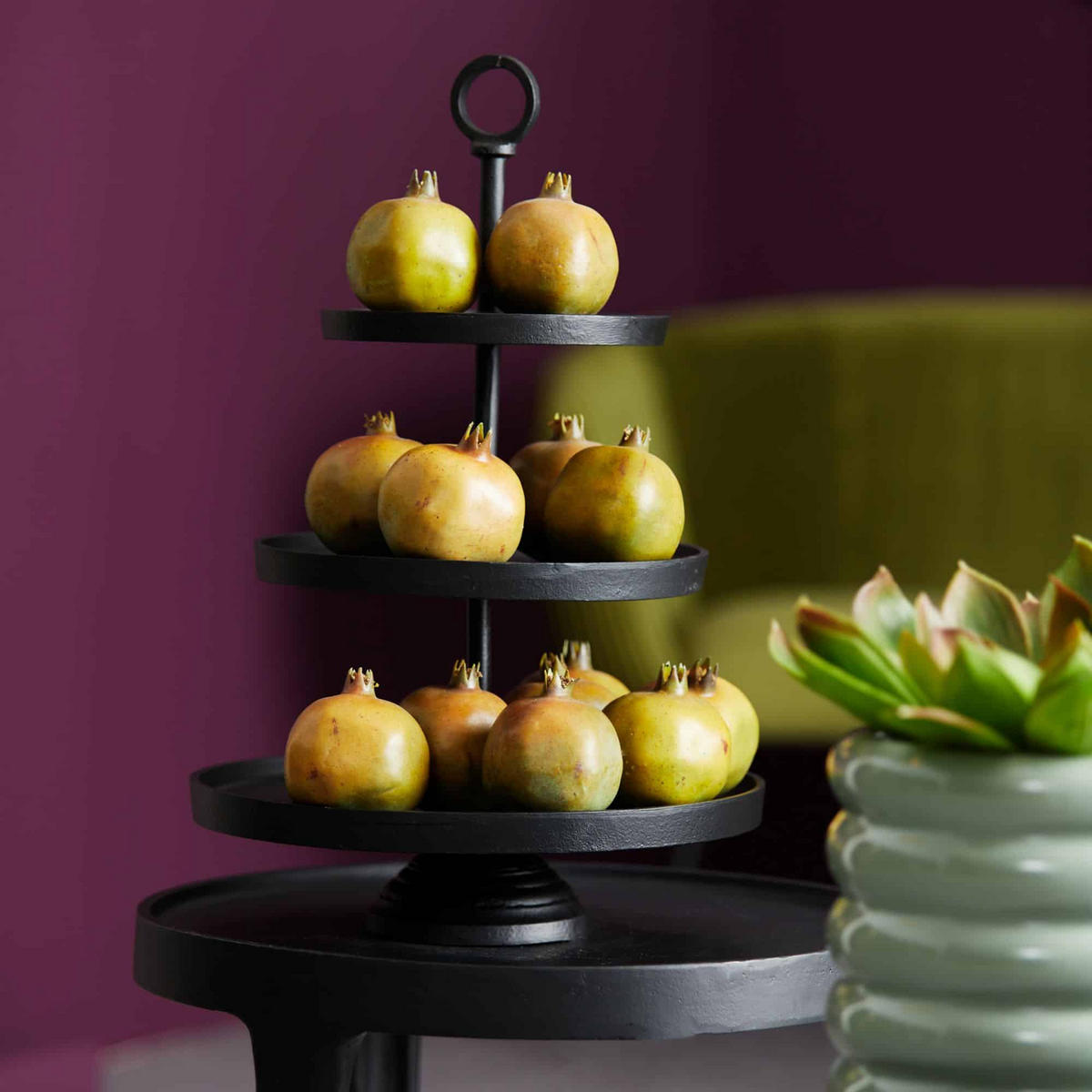 ETAGERE Marozu Schwarz 32/32/48 cm - Schwarz, Metall (32/48cm) - Light & Living