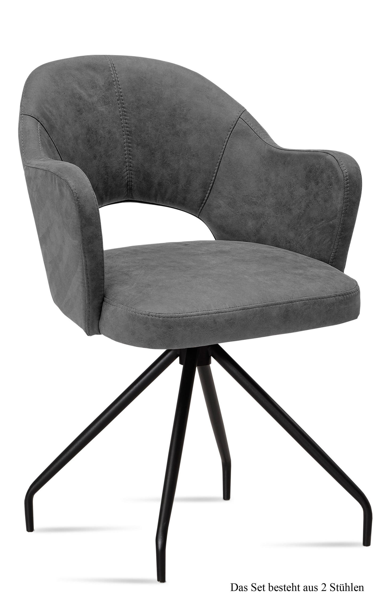 ARMLEHNSTUHL (2er-Set) Dikana 59x87x61 Schwarz/Grau - Schwarz/Grau, Kunststoff (61/87/59cm) - 58aufmkessel