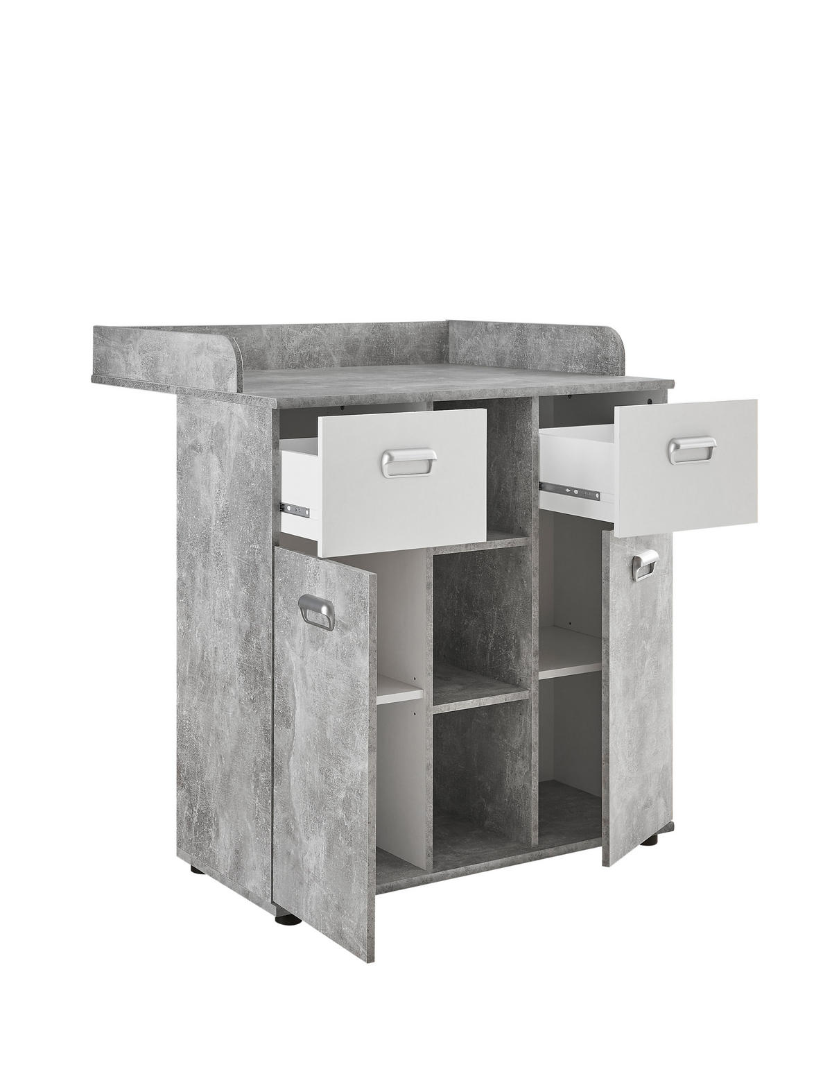 BABYZIMMER Matino in Beton hell und Weiß 4teilig - Grau, Holzwerkstoff (120/200/80cm)