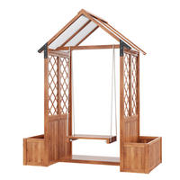 BLUMENTOPF 142/70/163 cm Braun mit Schaukel und Spalier als Kletterhilfe - Braun, Holz (70/163/142cm) - Oxeza