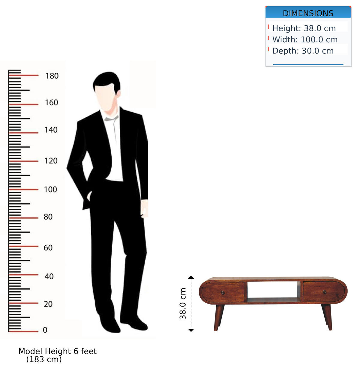 MEDIENANLAGE TV-Lowboard, 2 Schubladen, 1 offenes Fach, Nordische Beine, braun - Kastanienfarben/Messingfarben, Holz/Metall (100/38/30cm) - Artisan Furniture