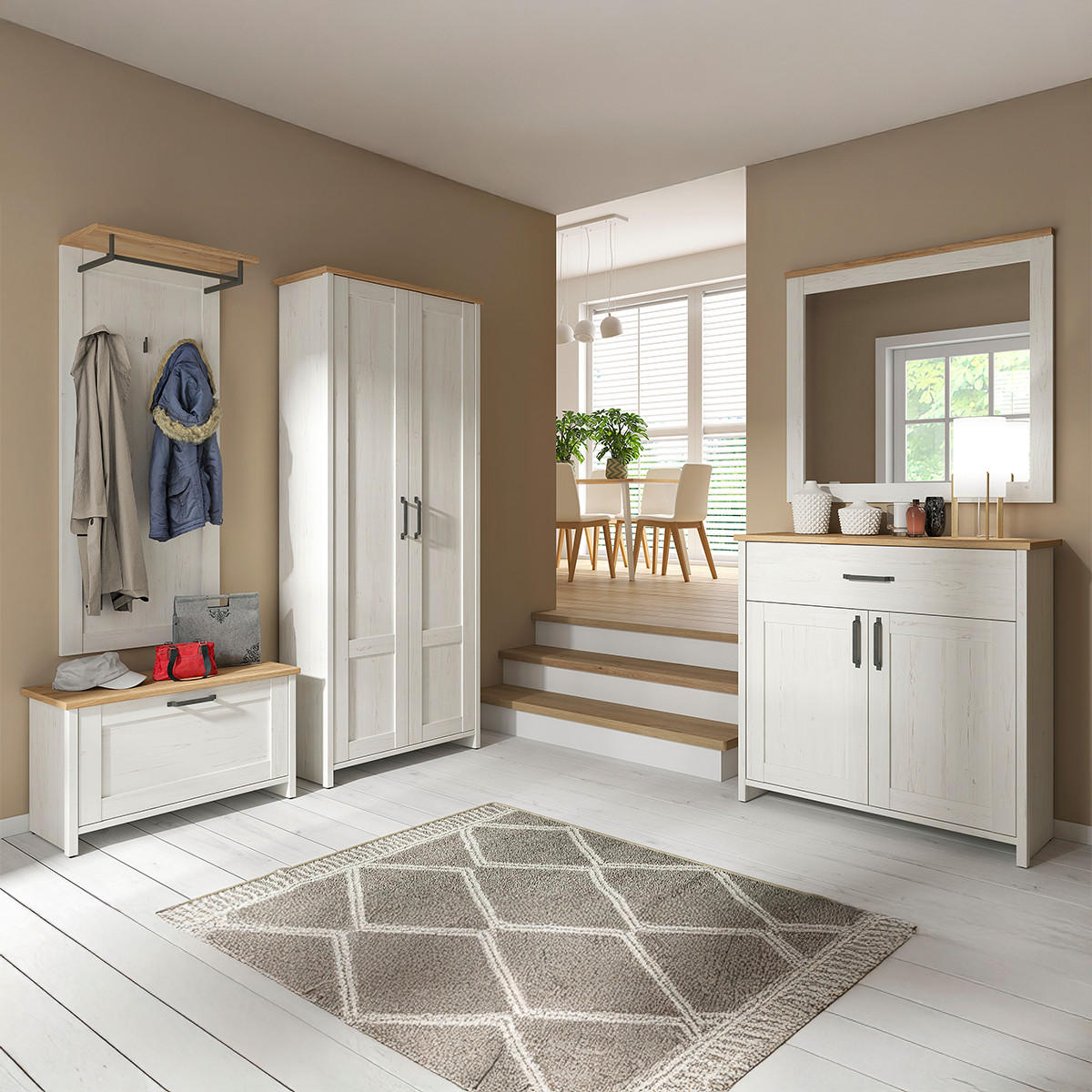 SIDEBOARD Aksel Weiß und Holz - Weiß, Holzwerkstoff (102/99/37cm) - Petits-meubles