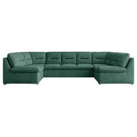 WOHNLANDSCHAFT MORBIDO U Grün Struktur - Silberfarben/Grün, Textil/Metall (340/93/206cm) - MKS