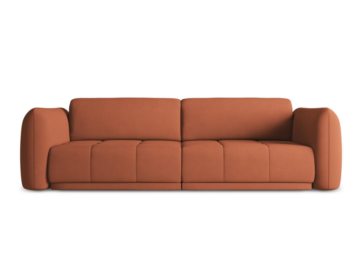 3-SITZER SOFA Chenille Stoff Orange - Terra cotta/Schwarz, Kunststoff/Textil (210/74/105cm) - Makamii