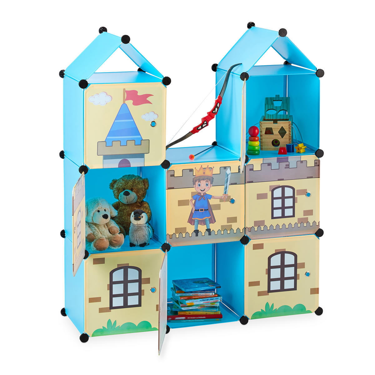 STECKREGAL Ritterburg - Multicolor, Kunststoff/Metall (110/128/37cm) - Relaxdays