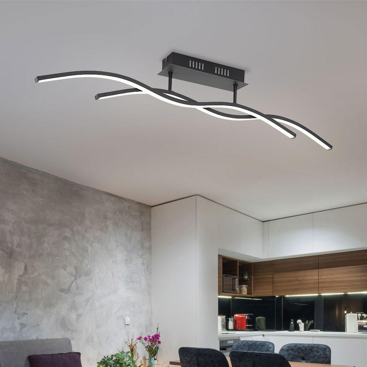 LED DECKENLEUCHTE Marius Schwarz Graphit - Schwarz, Metall (88/8/15.5cm) - Globo Lighting