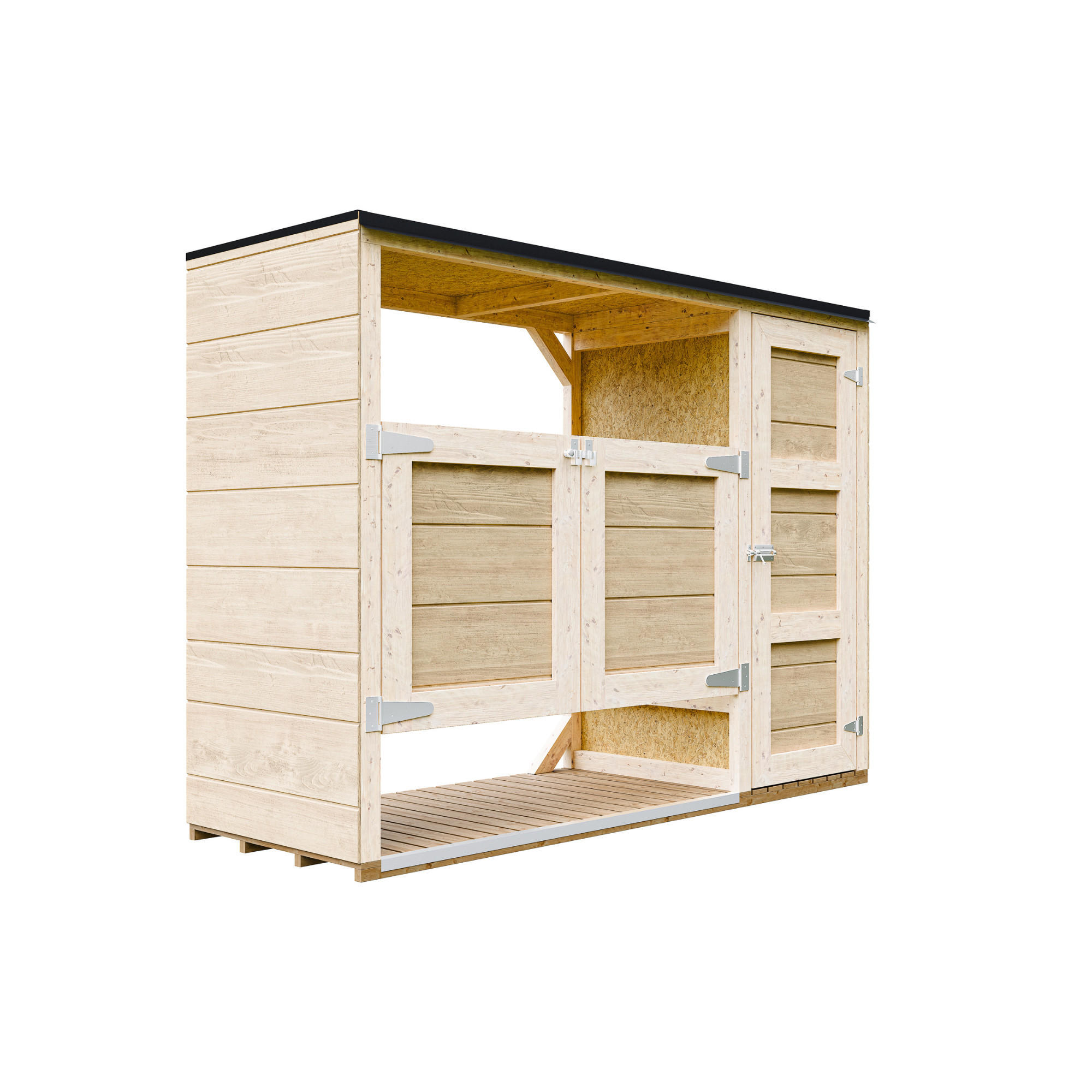MÜLLTONNENBOX 2er 240L, M981A, aus wetterfestem LP Smartside Holz - Beige, Holz (217/159/75cm) - Timbela