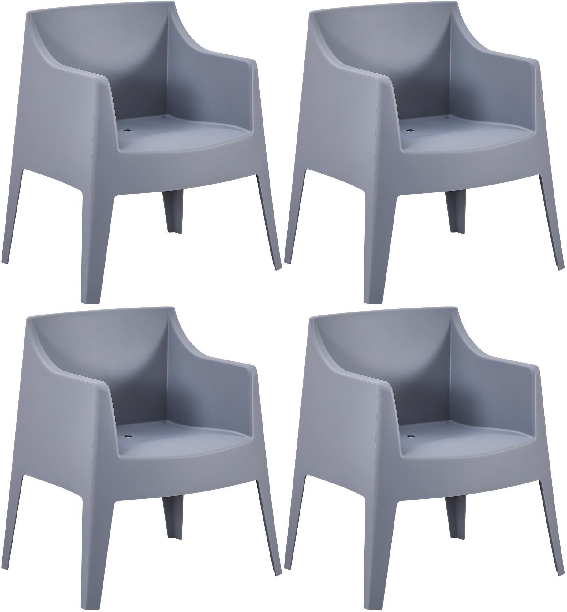 GARTENSTUHL Henri 4er Set 73x57x78cm Kunststoff Grau Stapelstuhl - Grau, Kunststoff (73/78/57cm) - DELUKE