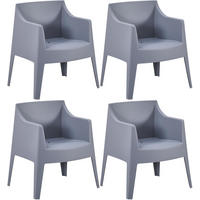 GARTENSTUHL 4er Set Kunststoff Grau - Grau, Kunststoff (73/78/57cm) - CLP