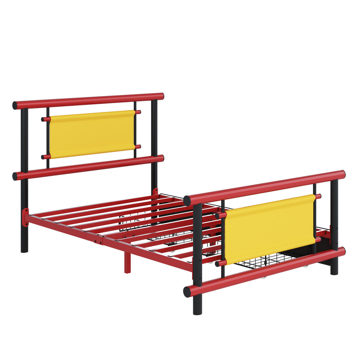 METALLBETT 90/200 cm Rot mit 2 Schubladen - Rot, Metall (90/200cm) - Oxeza