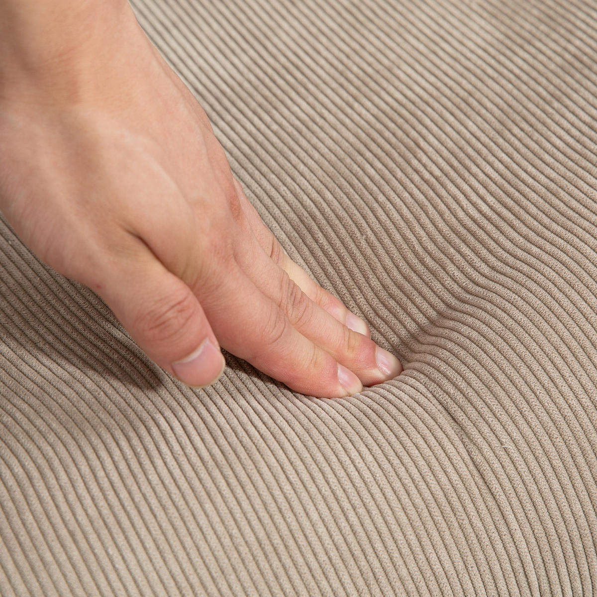 OHRENSESSEL mit Hocker, Relaxsessel, Polstersessel in Cord-Optik, mit Holzbeine - Hellbraun/Naturfarben, Buchenholz/Textil (72/101/80cm) - HOMCOM