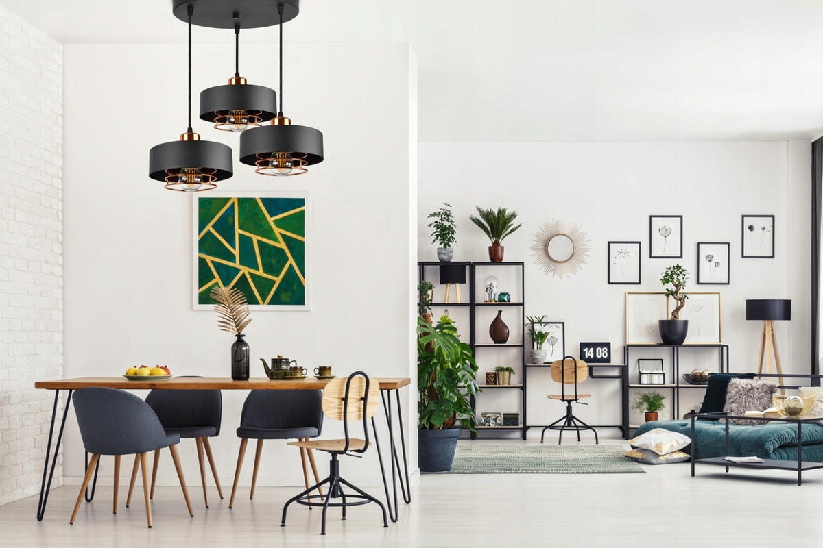 PENDELLEUCHTE EDISON - Goldfarben/Schwarz, Metall (40/40/70cm) - kiki design
