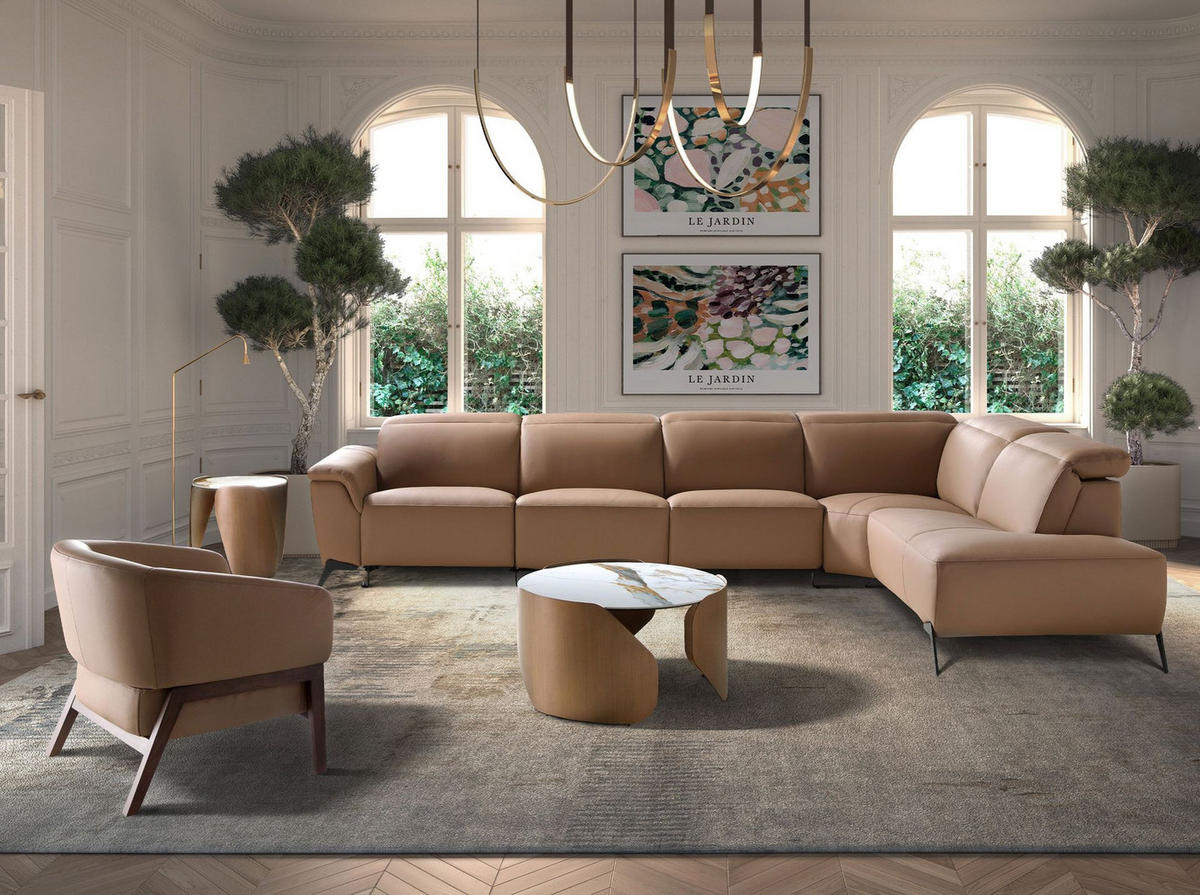 SESSEL Brauner Ledersessel 84/76/72cm - Ecru/Walnussfarben, Leder/Holz (84/72/76cm) - ANGEL CERDA