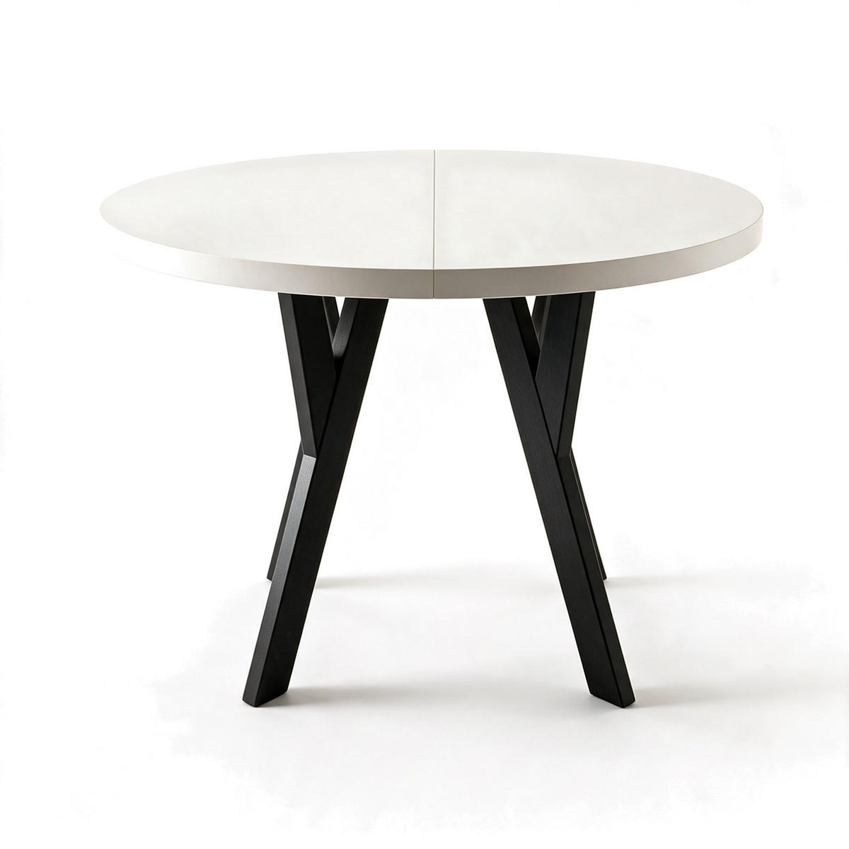 ESSTISCH ausziehbar rund 90-190 cm ATO Weiß, Auszugstisch mit Einlegeplatte - Schwarz/Weiß, Holzwerkstoff (90/90/77cm) - VENASI MÖBEL