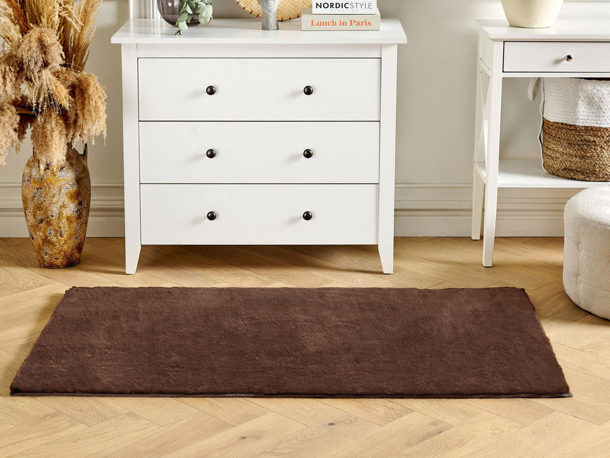 SHAGGY-KUNSTFELLTEPPICH Mirpur 150/80 cm - Braun, Kunststoff (80/150cm) - Beliani