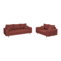 SITZGARNITUR 3+2 Alma Terrakotta Cord - Terra cotta/Braun, Holz/Textil (210/81/93cm) - S-Style Möbel