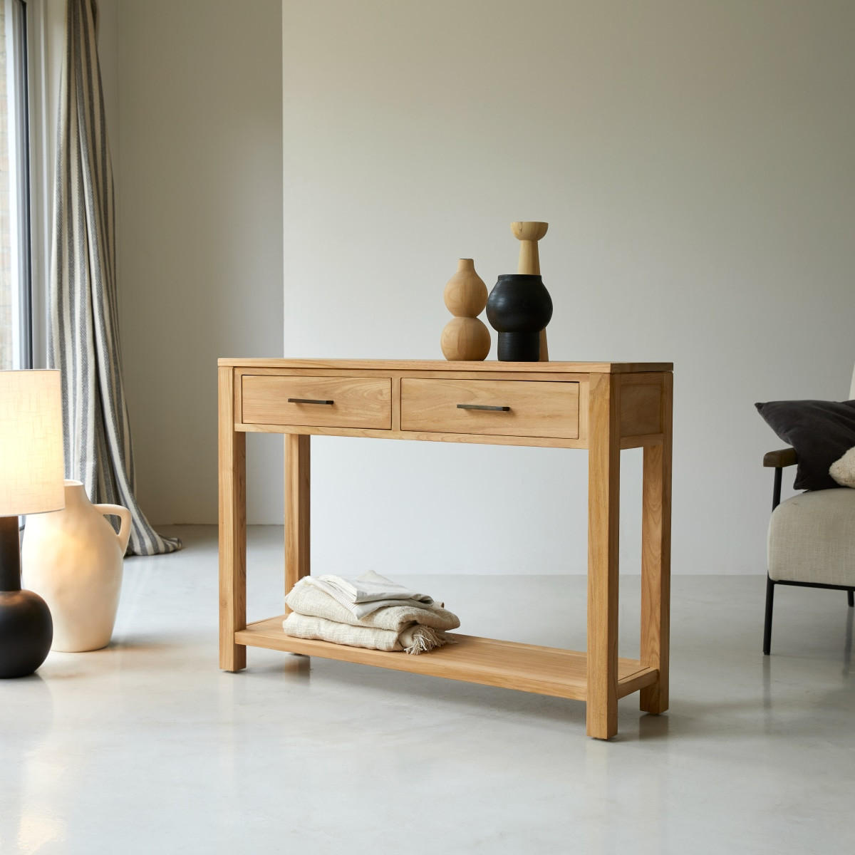 KONSOLENTISCH Maë Natur aus Teak - Naturfarben, Holz (30/110/78cm) - Tikamoon