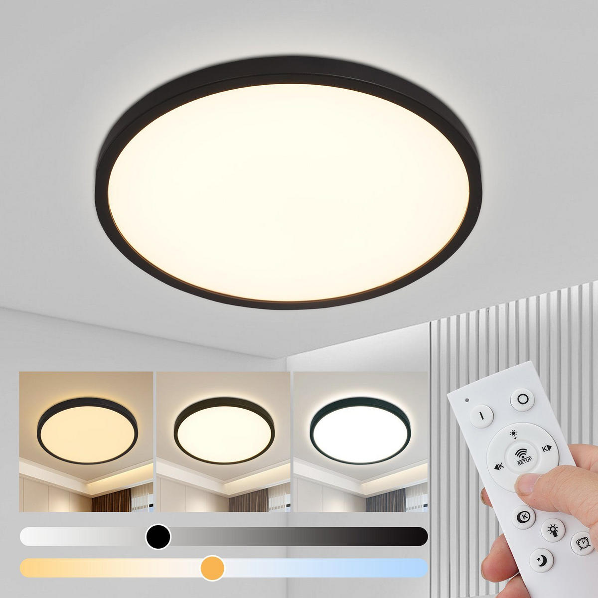LED DECKENLEUCHTE Gibson 30/30/2 - Schwarz, Kunststoff (30/30/2cm) - Nettlife