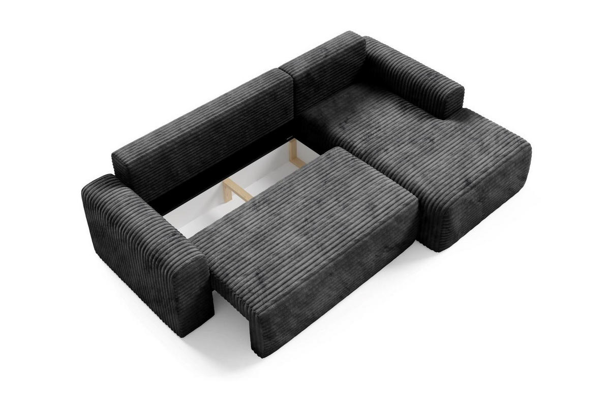 ECKSOFA mit Schlaffunktion Schwarz - Schwarz, Textil (268/163cm) - Furnisell