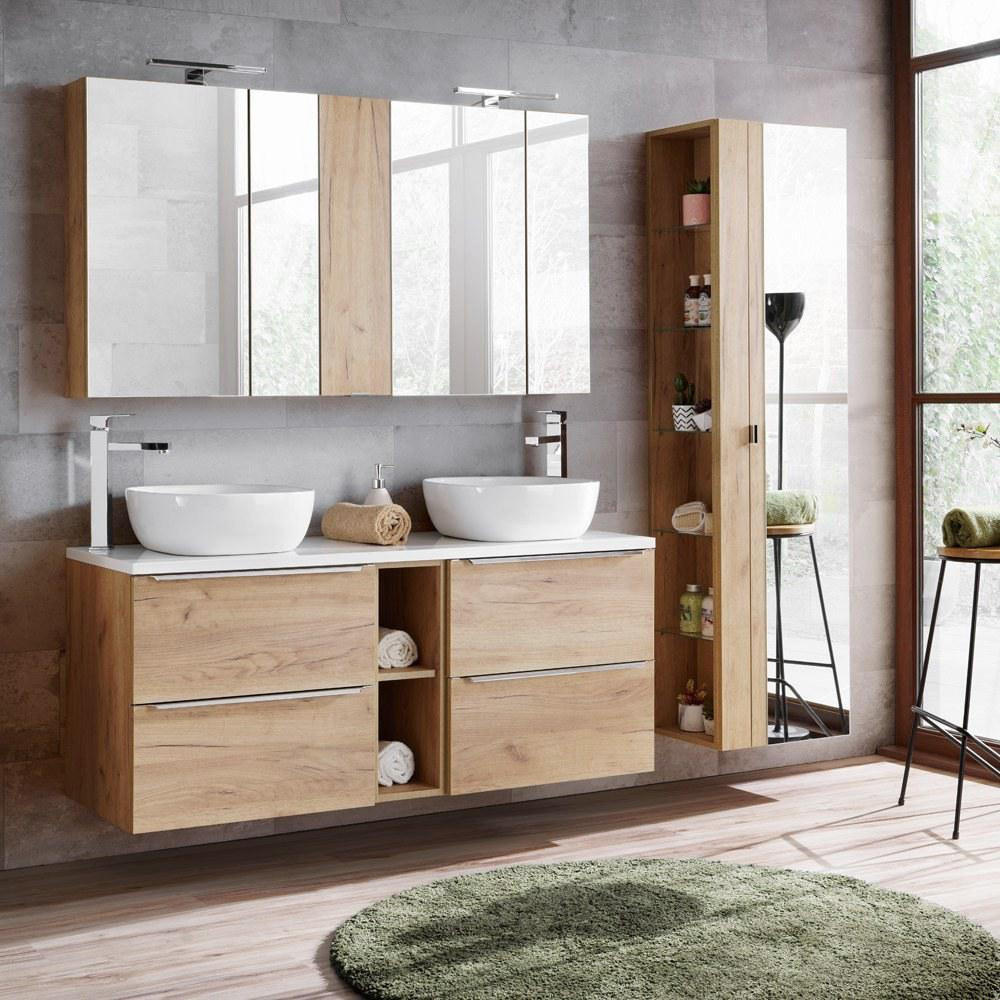 BADMÖBEL-SET 3-TLG. Toskana-56 - Braun, Holzwerkstoff (205/190/46cm) - Lomado