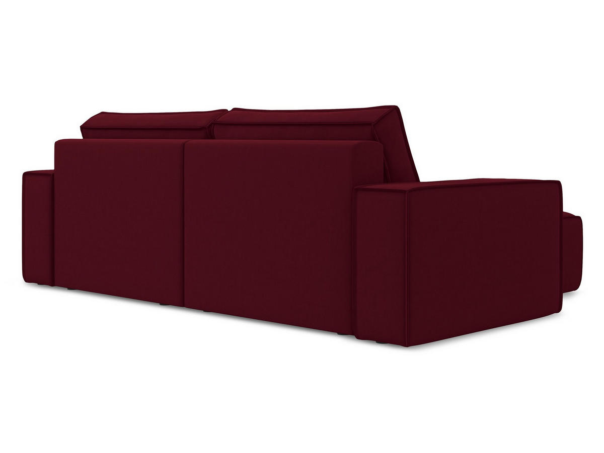 ECKSOFA mit Schlaffunktion Samt Stoff Rot - Bordeaux/Rot, Kunststoff/Textil (148/257cm) - Makamii