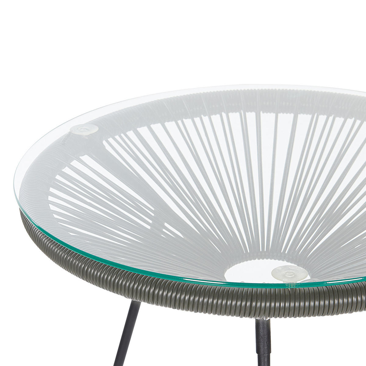 BALKONSET 2-Sitzer Rattan dunkelgrau Acapulco II - Dunkelgrau/Schwarz, Kunststoff - Beliani