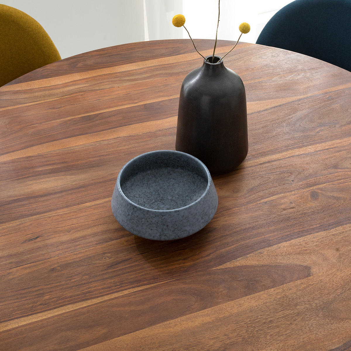 ESSTISCH rund - Sheesham massiv, gewachst - Sheeshamfarben, Holz (120/120/76cm) - home24