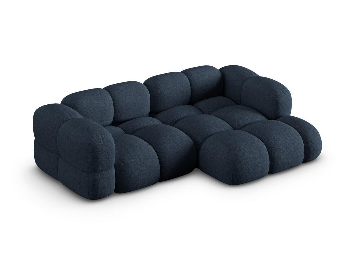 ECKSOFA rechts Loretto aus strukturiertem Stoff dunkelblau 3 Sitzplätze - Dunkelblau, Textil (147/250cm) - Cosmopolitan Design