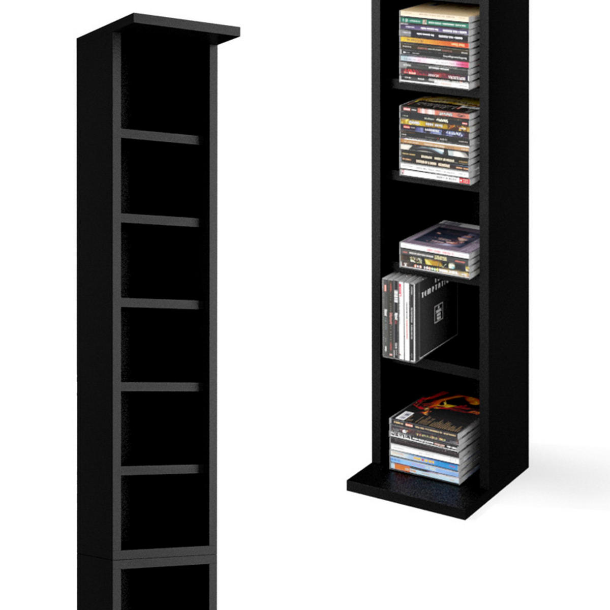 CD-REGAL Schwarz 21 x 183.6 cm Groß - Schwarz, Holzwerkstoff (21/183.6/20cm) - Vicco