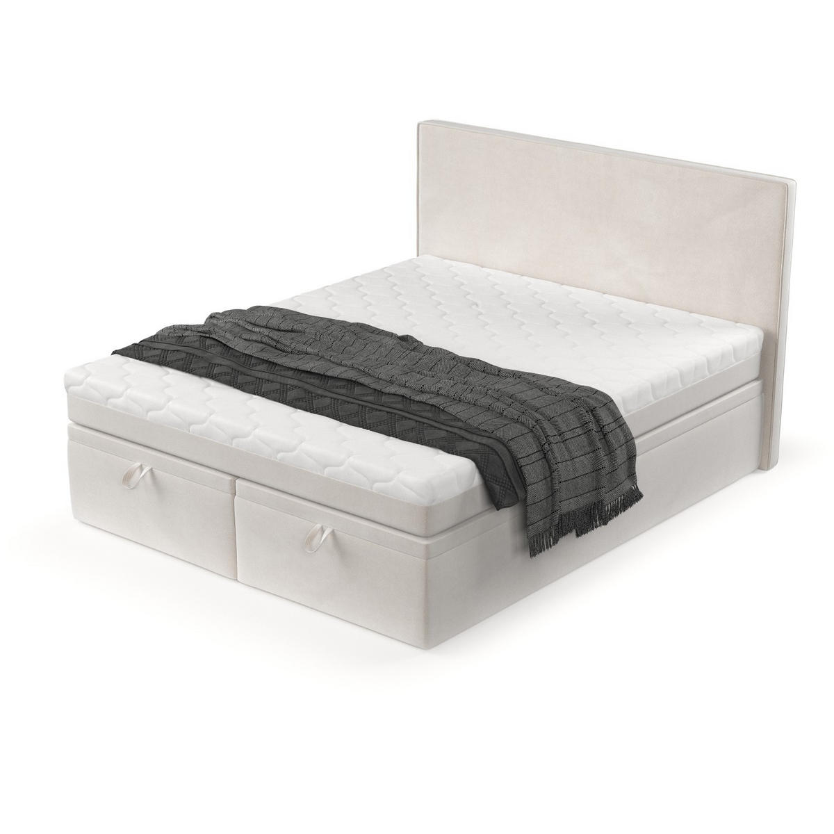 BOXBETT Zalla 160/200 cm Creme im Paros Stoff - Creme/Schwarz, Holz/Holzwerkstoff (160/200cm) - AltaBeds