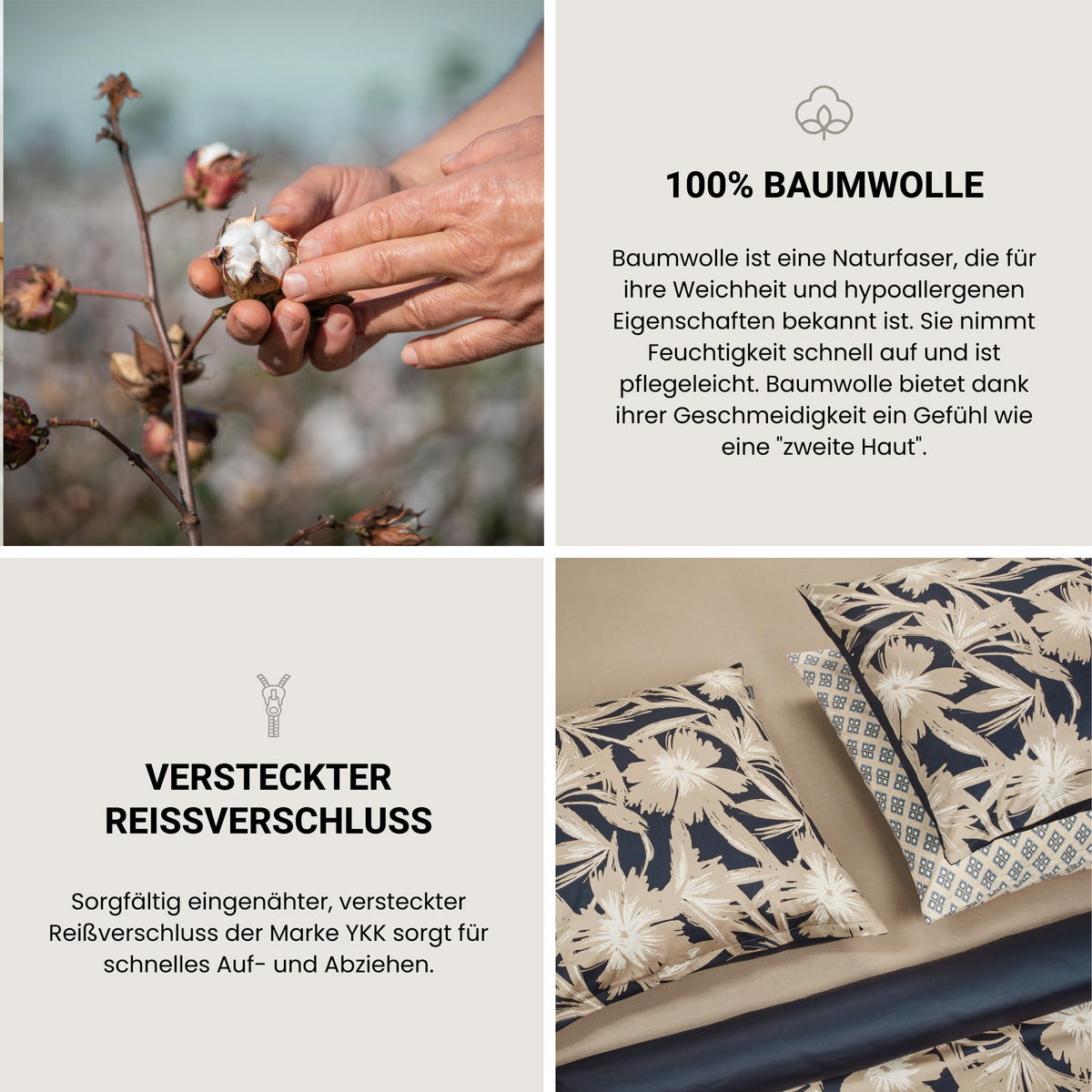 BETTWÄSCHESET Yosa - Renforcé - 2-teilig - 135 x 200 cm - Sand - Sandfarben, Textil (135/200cm) - SCHIESSER