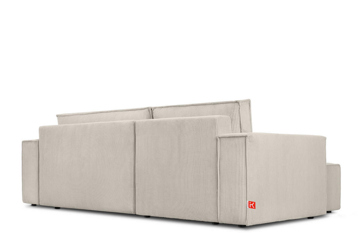 ECKSOFA-LINKS/RECHTS NAPI Schlaffunktion mit Cordbezug, cremig - Creme/Schwarz, Textil (262/148cm) - KONSIMO®