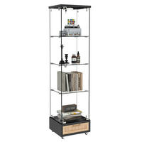 VITRINE 42,5/36,5/167 cm aus MDF und Glas mit LED-Beleuchtung Schwarz - Schwarz, Holzwerkstoff (42.5/167/36.5cm) - Modenvie